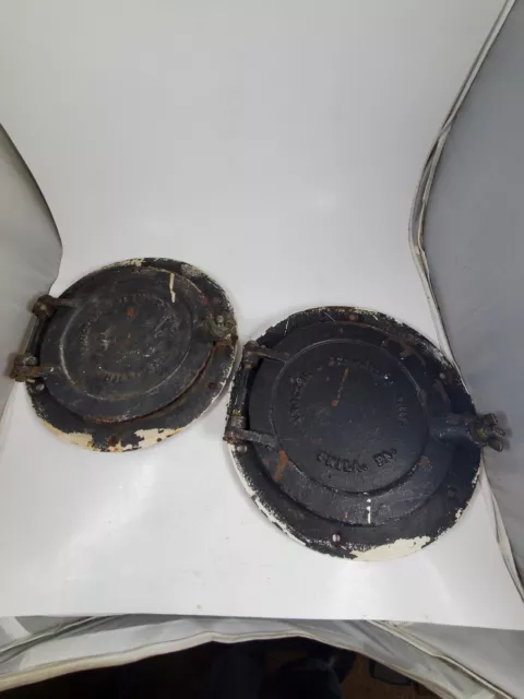 (2)  Proctor & Scwartz 11.5" Nautical Maritime Cast Iron Porthole Window Hatch