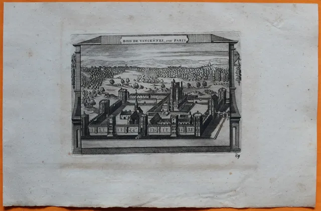 VAN DER AA original engraving c1725 WOODS DE VINCENNES view of the Château Val-de-Marne