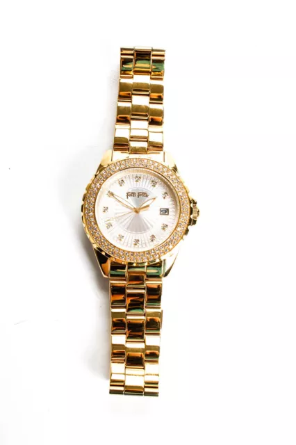 Folli Follie Women's Gold Tone 43mm Round Crystal Face Chain Link Watch 2