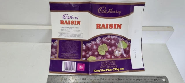 Wrapper Raisins VINTAGE CONFECTIONERY CADBURYS RAISIN CHOCOLATE BAR WRAPPER RARE 1980s ...
