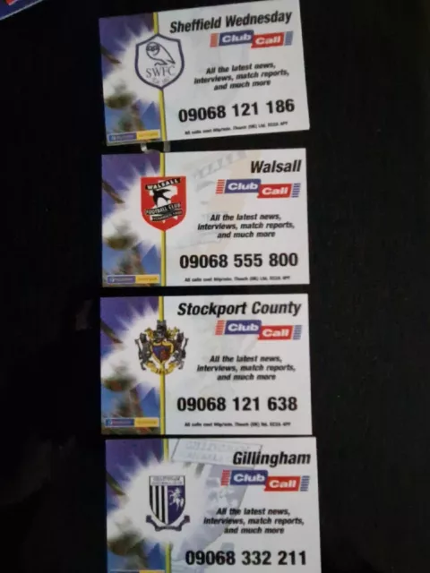 4 Club Call Fixture Card List  2003/04 Stockport, Gillingham Sheff Wed Walsall