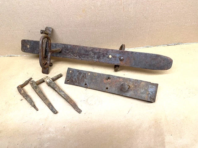 Antique Vintage  Wrought Iron Lot - Hinge, Pintels. Gate Latch?