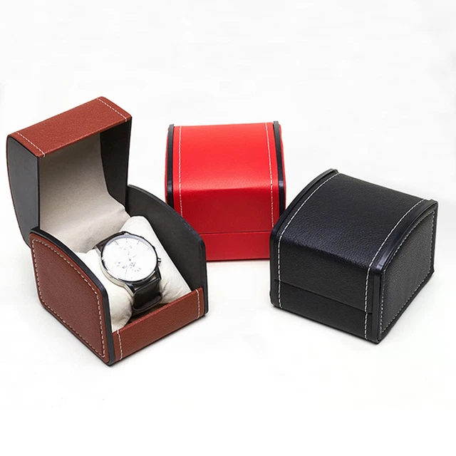 Watch Storage Box Display Case Faux Leather PU Single-Grid Removable Pillow Gift