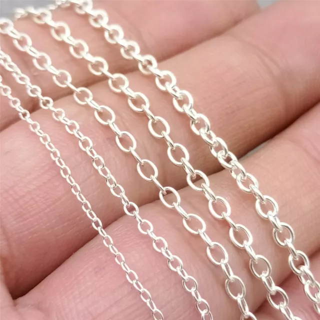 925 Sterling Silver Unfinished Bulk Cable Chain for Necklace Footage