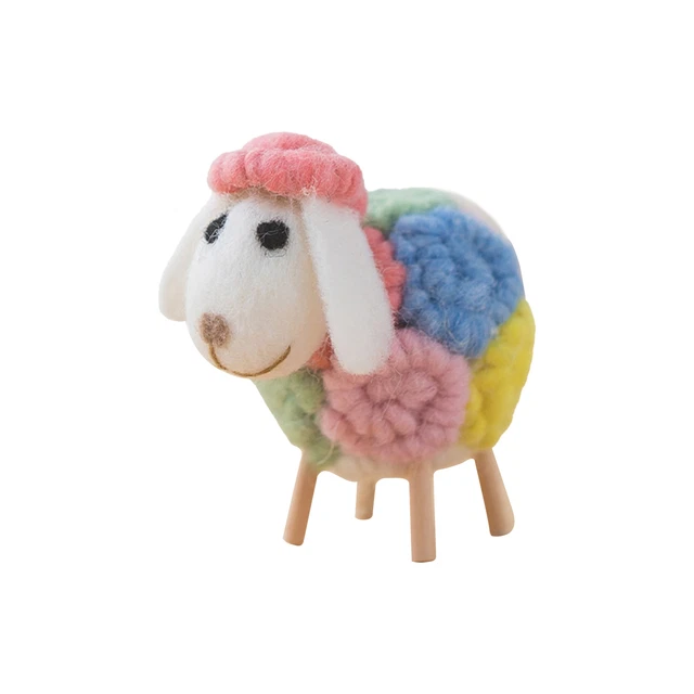 Figura de oveja artística divertida hecha a mano fieltro miniatura ovejas ligera