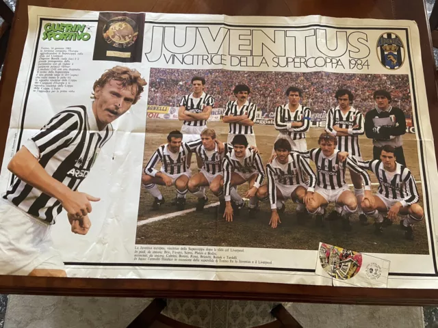 Mega Poster Juventus Supercoppa 1984 1985 Boniek Platini Scirea Raro Cabrini