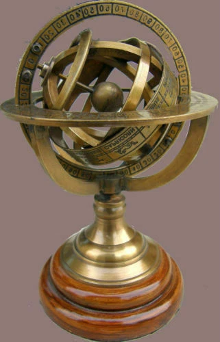 Antique Brass Rashi Armillary Vintage Collectible Table Top Sphere Armillary