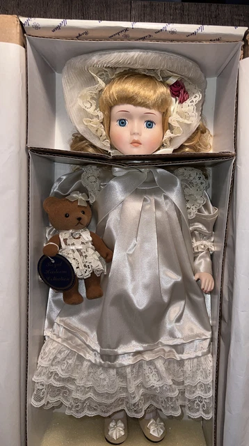 NIB Royal Heirloom Collection Paige by Tomich Porcelain Doll 16" w/ Teddy Bear