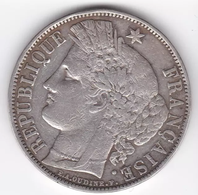 1851 France 5 Francs HUGE SILVER Coin - Old Europe Crown HIGH Grade!