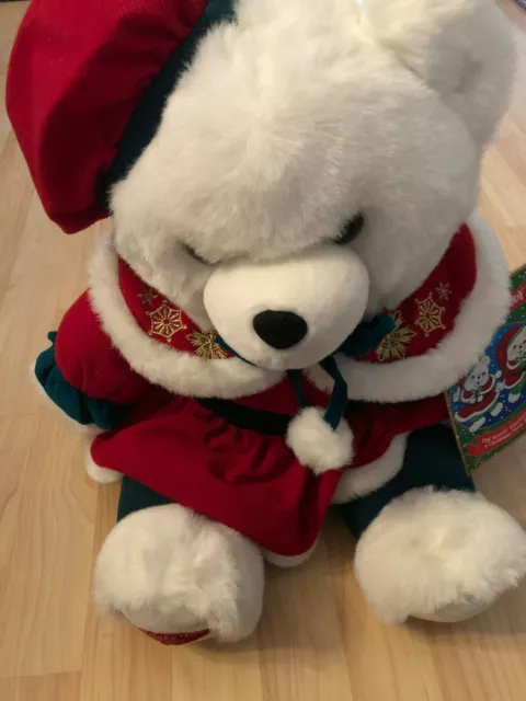 Ours en peluche blanc vintage 1995 flocon de neige flocon de Noël avec livre de collection