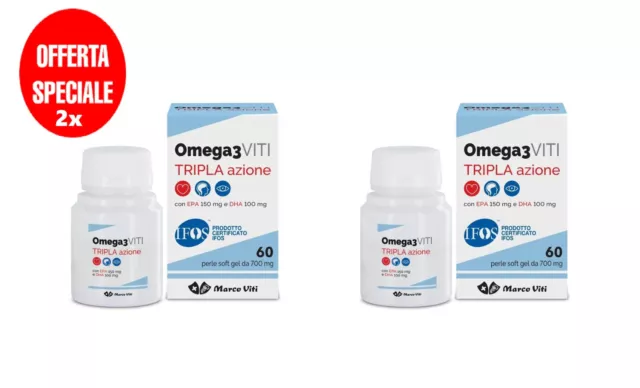 2X MARCO VITI Omega 3 Viti Tripla Azione 120 perle - Integratore per il cuore