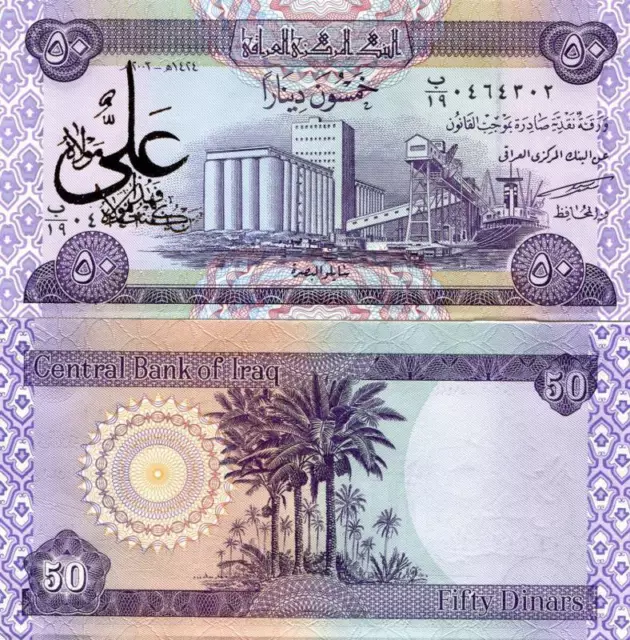 Iraq 50 dinar billete de sobreimpresión raro artículo de coleccionista...