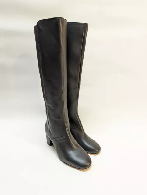 Enzo Angiolini Leather Riding Boots Women's 6 M Shobi Black Side Zip Tall 3