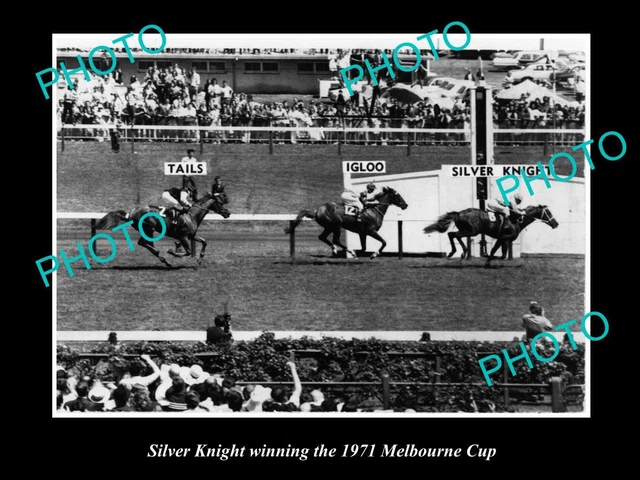 Old Large Horse Racing Photo Of Silver Knight Winning The 1971 Melbourne Cup