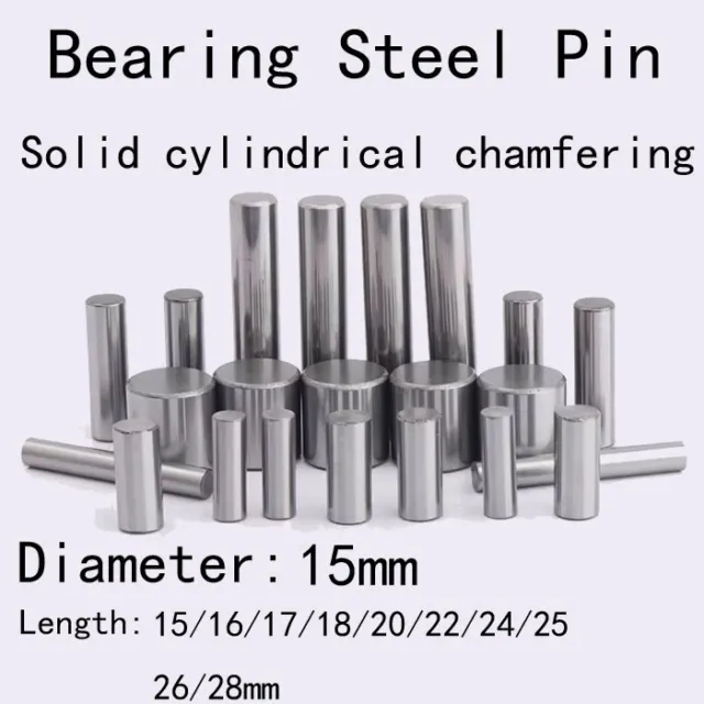 15mm Dia Bearing Steel Pin Solid Cylindrical Chamfering Dowel Pins 15mm-28mm L