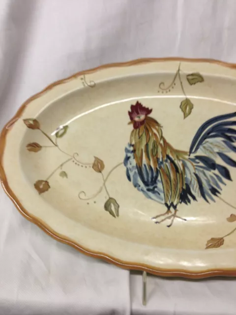 Whole Home Canterbury Rooster Oval Serving Platter 14" Scalloped 3