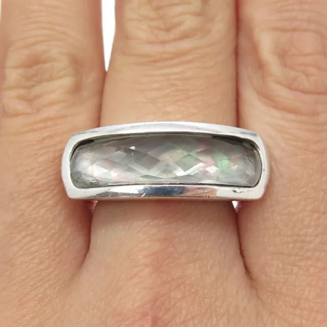 ROBERT LEE MORRIS 925 Sterling Silver Vintage Doublet Abalone Shell Ring Size 8