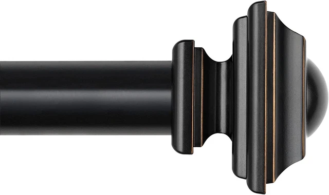 KAMANINA 1 Inch Curtain Rod Single Drapery Rod 72 to 144 Inches (6-12 Feet), Bla