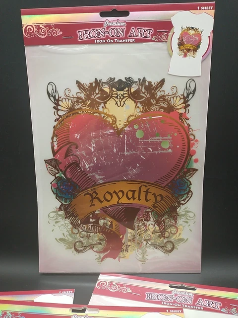 LOT OF 4 Royalty Premium Iron On Art Transfers 1 Piece per Pack. NEW OLD STOCK