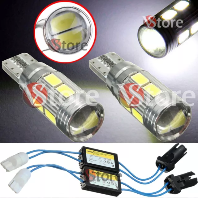 2 Lampade T10 LED 10 SMD HID Canbus 5630 BIANCO W5 No Errore CDB + 2 RESISTENZE