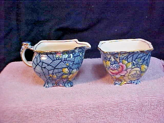 Vintage Royal Winton Grimwades Floral Creamer & Sugar Bowl 2
