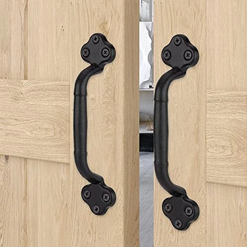 Barn Door Handle Black Rustic Cast Iron Sliding Door Handle,  2 Pack