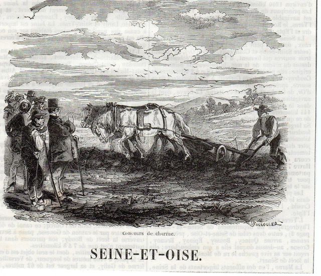 78 Seine Et Oise Concours De Charrue Gravure 1855
