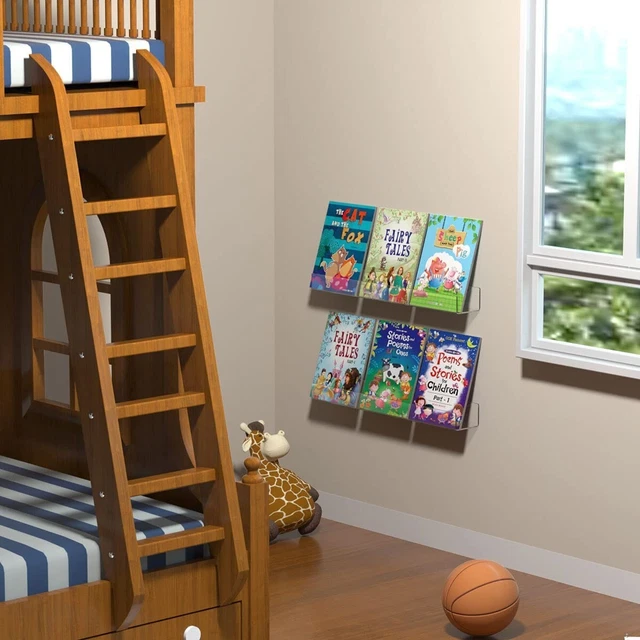 ACRYLIC FLOATING WALL Ledge Book Shelf with Lip,Wall Mount Display