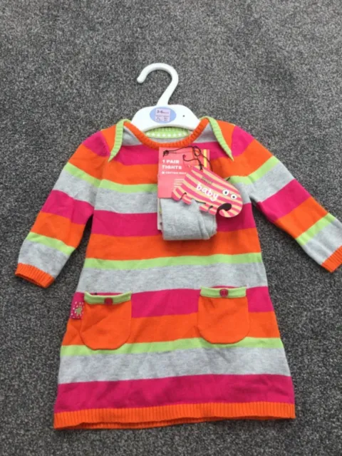 Marks & Spencer baby 3-6 girls dress with tights