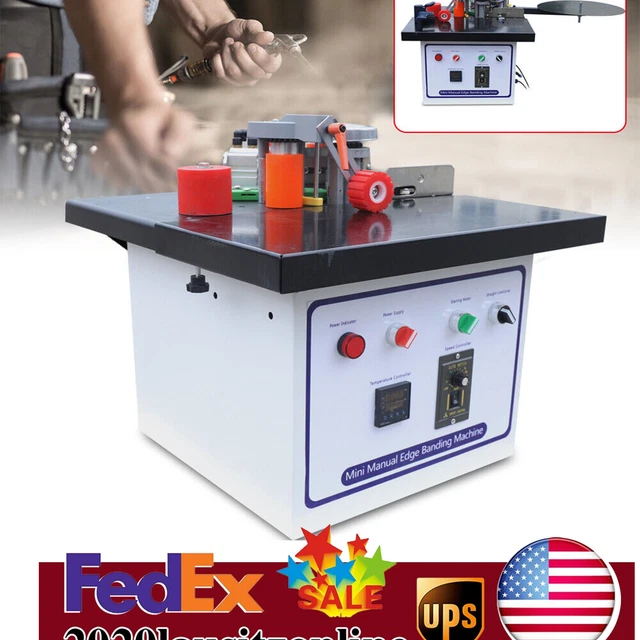 1200W Portable Edge Bander Tool Double Side Gluing Wood Banding Machine 110V