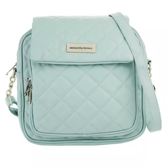 Samantha Brown QUILTED CrossBody Bag In Light Blue TEAL Brand New Purse