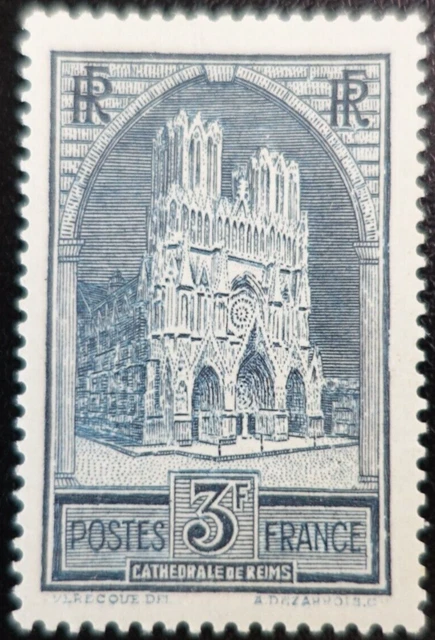 Frankreich Briefmarke Kathedrale von Reims N° 259 Art I neuer Stempel MH