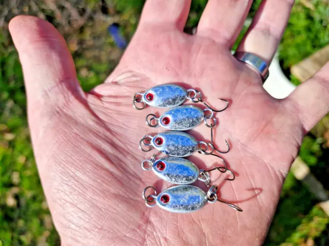 5 x 5g  Mini metal fishing lure spoon spinners single hook Trout Perch Chub LRF