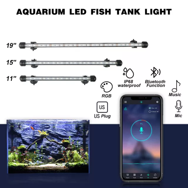 Submersible Aquarium Light RGB LED Fish Tank Lighting Waterproof Tank Bar Lamp