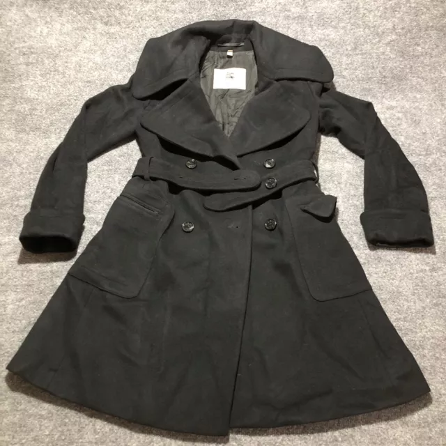 Burberry London Double Breasted Coat Women Size 6 Wool Cashmere Belted Button