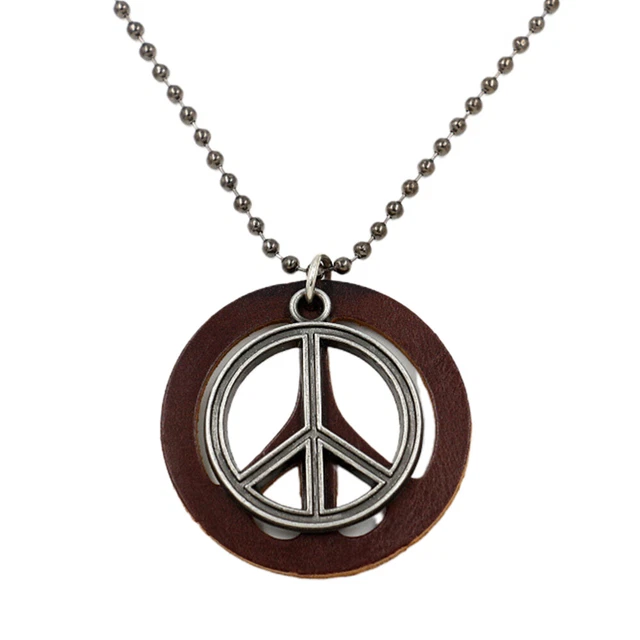 2 Stück Retro Peace Charm Halskette Peace Sign Anhänger Schmuck Mode Pullover