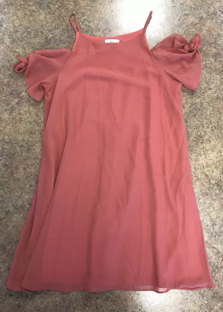 Soprano Womens Juniors Pink Rose Cold Shoulder Bow Tank Dress Sz M