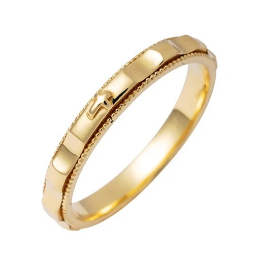 Rosary Ring PR35 10K Real Solid Gold Catholic Christian Ring (US 4 ~ 11)