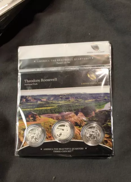 2016 THEODORE ROOSEVELT  National Park PDS  ATB U.S. MINT 3 COIN SET. FREE SHIP