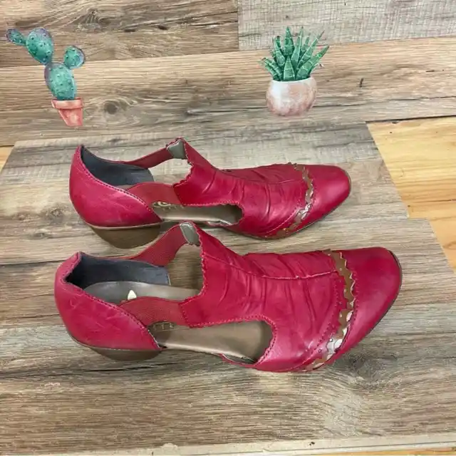 RIEKER WOMENS SHOES Mirjam red leather artisan size 37/6 ren fair $19. ...