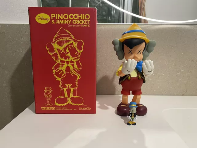 Pinocchio & Jiminy Cricket Disney By Kaws Medicom Toy 2010 OriginalFake Standing