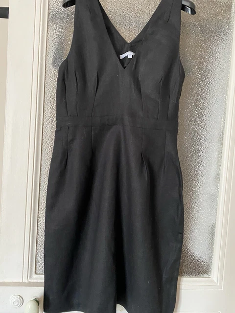Robe en lin naturel de couleur noire