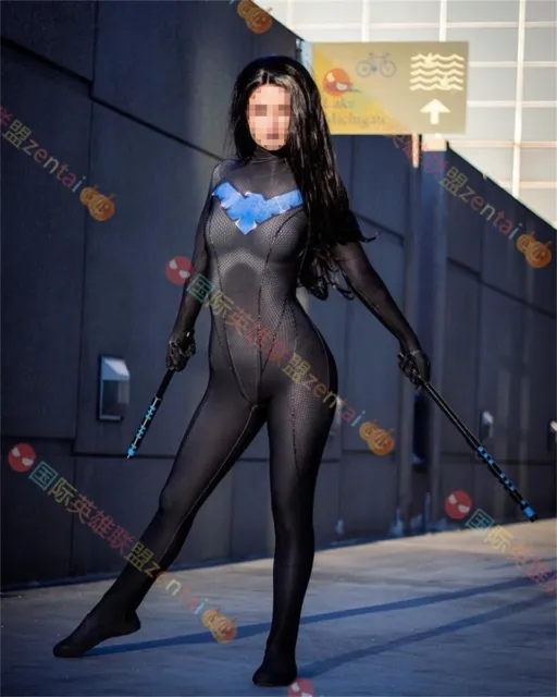 Lady Nightwing Jumpsuit Superhero Cosplay Costume Adult Kids Bodysuit Halloween