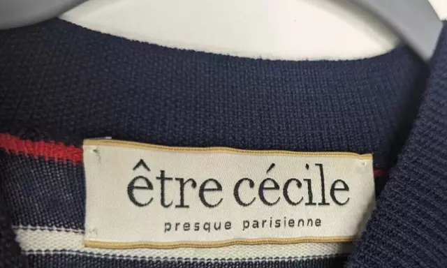 Etre Cecile Sweater Womens Small Blue Red White Stripe Merino Wool Extrafine 2