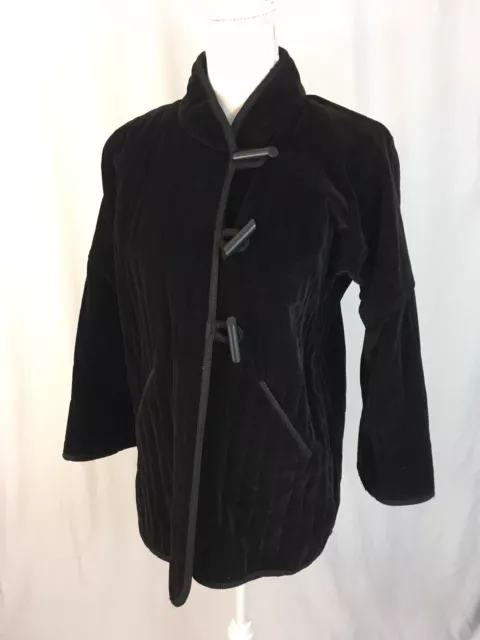Vintage 50s 60s Joesph Magnin Black Velvet Lined Retro Button Up Jacket Coat USA