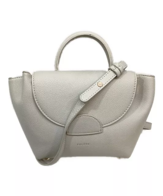 Polene Shoulder Bag Handbag 2way Beige Leather Plain Single Handle Ladies