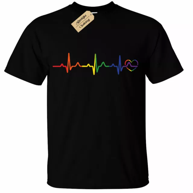 T-shirt uomo Rainbow Pulse | taglia da S a taglie forti | lgbtq+ gay pride cuore trans bi