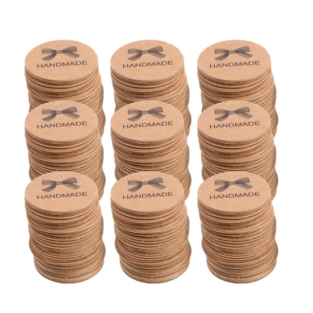 200 pz etichette di carta rotonde Natale Kraft etichette regalo etichette artigianali