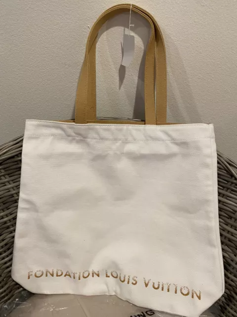 Fondation Louis Vuitton LV-FDT-BE Paris Limited Tote Bag White Cotton