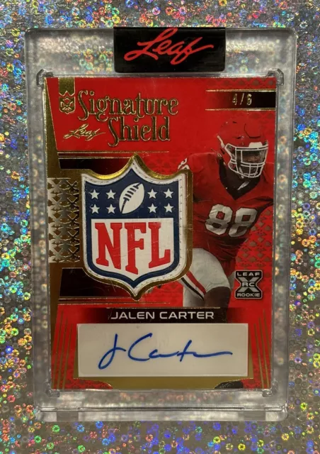 2023 Jalen Carter Leaf Signature Shield 4/6 Auto NFL Shield Logo Patch RC